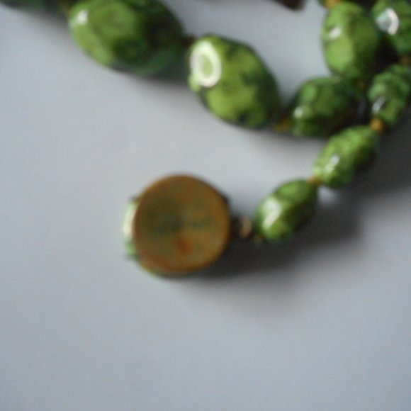 Austrian antique rare murano green glass necklace for a year of Green Dragon - Picture 4 of 5